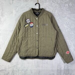 Porsche Quilted Jacket Essential Women's Medium Green Patches Snap Closure